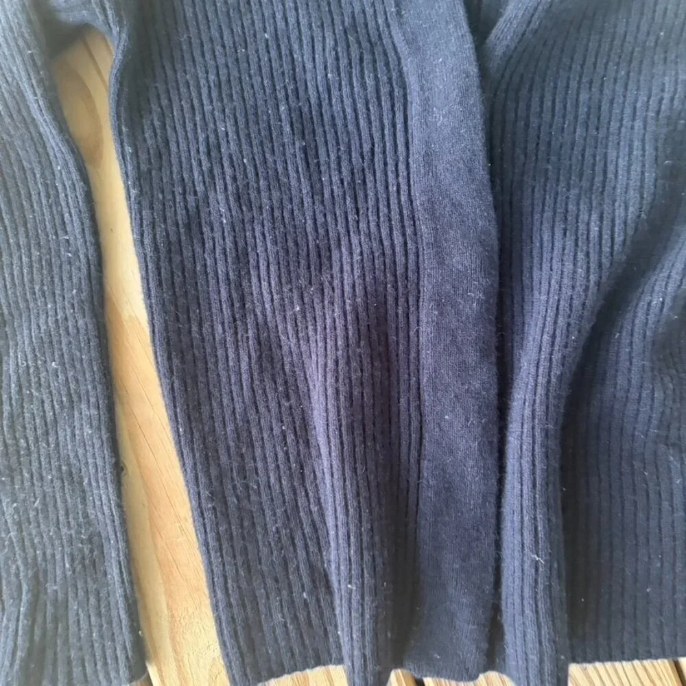 ** Vince Wool Cashmere Ribbed Knit Button Cardigan Navy XXS